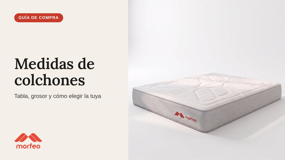 Colchón Morfeo sobre fondo claro, guía de medidas de colchones en España