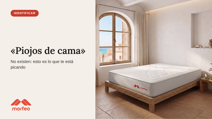 Colchón Morfeo sin sábanas en un dormitorio luminoso con vistas al mar