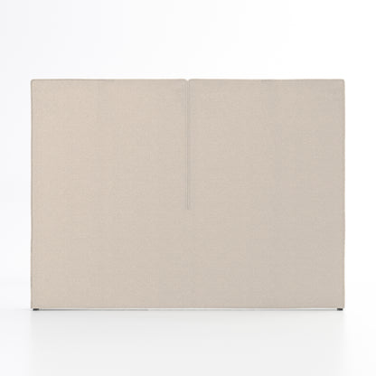 Vista frontal del cabecero Aura beige y blanco de Morfeo sobre fondo blanco.
