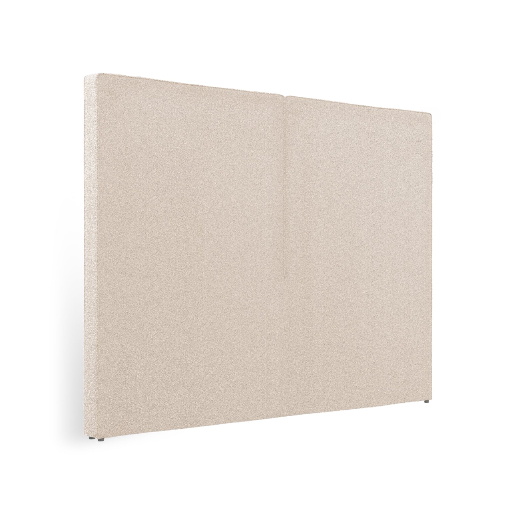 Vista lateral del cabecero Aura beige de Morfeo sobre fondo blanco.