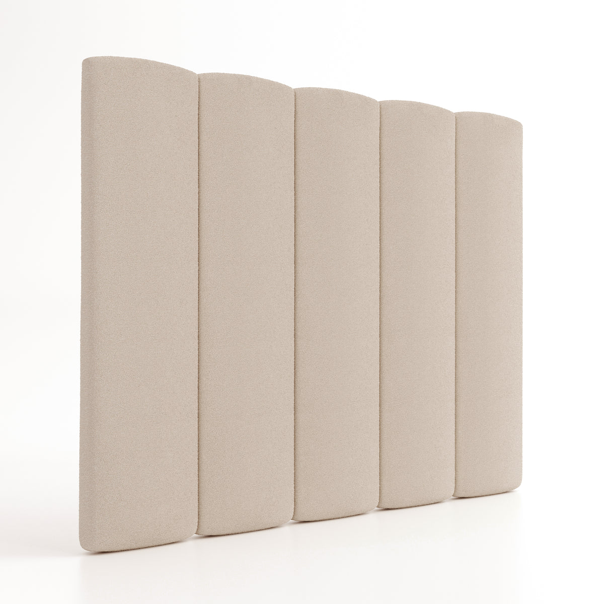 Side view of the Morfeo Duna headboard in beige against a white background.