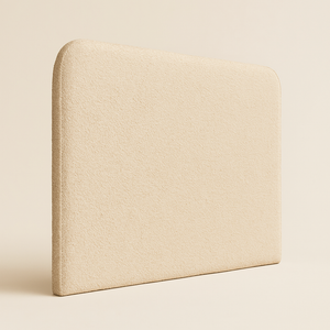 Seitenansicht des Kopfendes „Saona“ von Morfeo in Beige mit Bouclé-Bezug