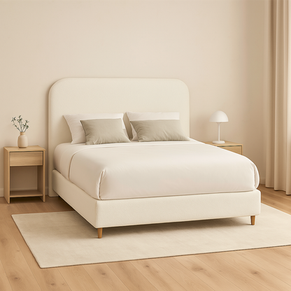 cabecero saona de morfeo en color blanco en dormitorio moderno con decoración minimalista