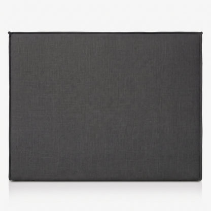 Cabecero tapizado Mox antracita de Morfeo, vista frontal sobre fondo blanco. Tejido antimanchas, fabricado en España.