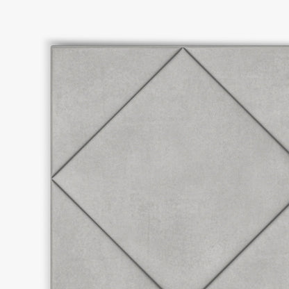 Detalle de la esquina con diseño de rombos del cabecero Samos gris de Morfeo.