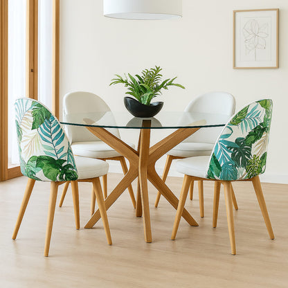 Silla Zazu blanca tapizada con patas de madera natural - Morfeo 3