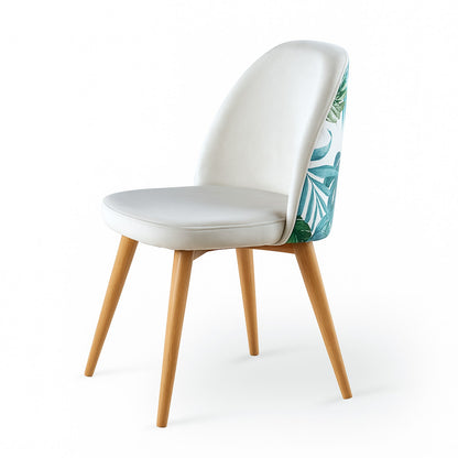 Silla Zazu blanca tapizada con patas de madera natural - Morfeo 2