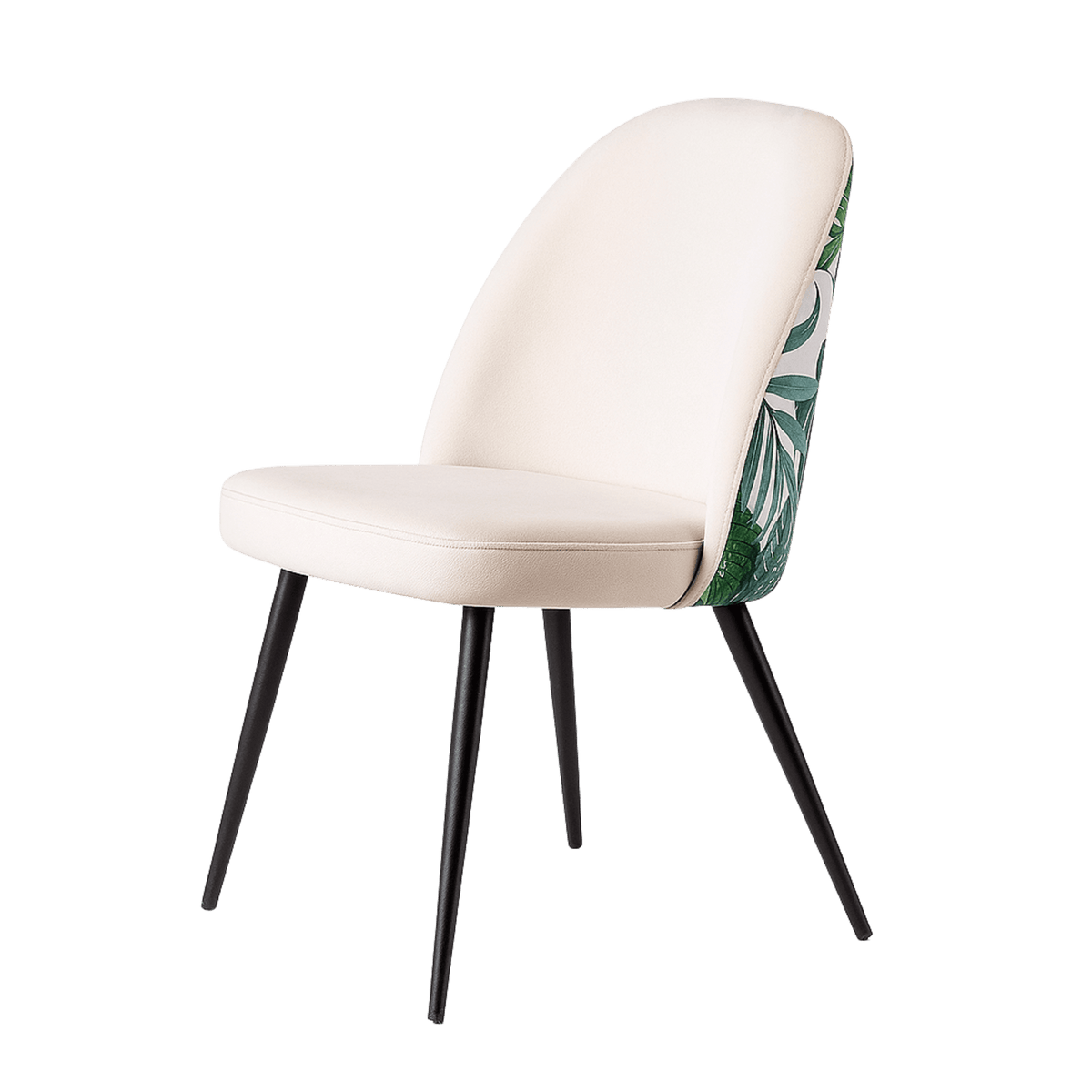 Silla Zazu blanca tapizada con patas metálicas negras - Morfeo 1
