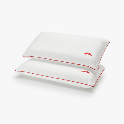 Pack de dos almohadas viscoelásticas SojaVisco de Morfeo apiladas sobre fondo blanco.