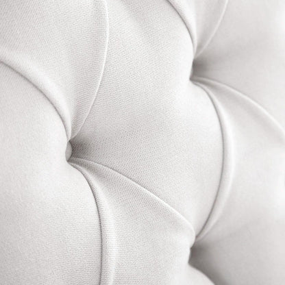 Detalle del tapizado capitoné del cabecero Capy color blanco de Morfeo.