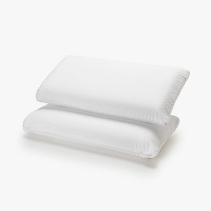 Dos almohadas con funda de almohada FreshCool de Morfeo apiladas en perspectiva sobre fondo blanco.